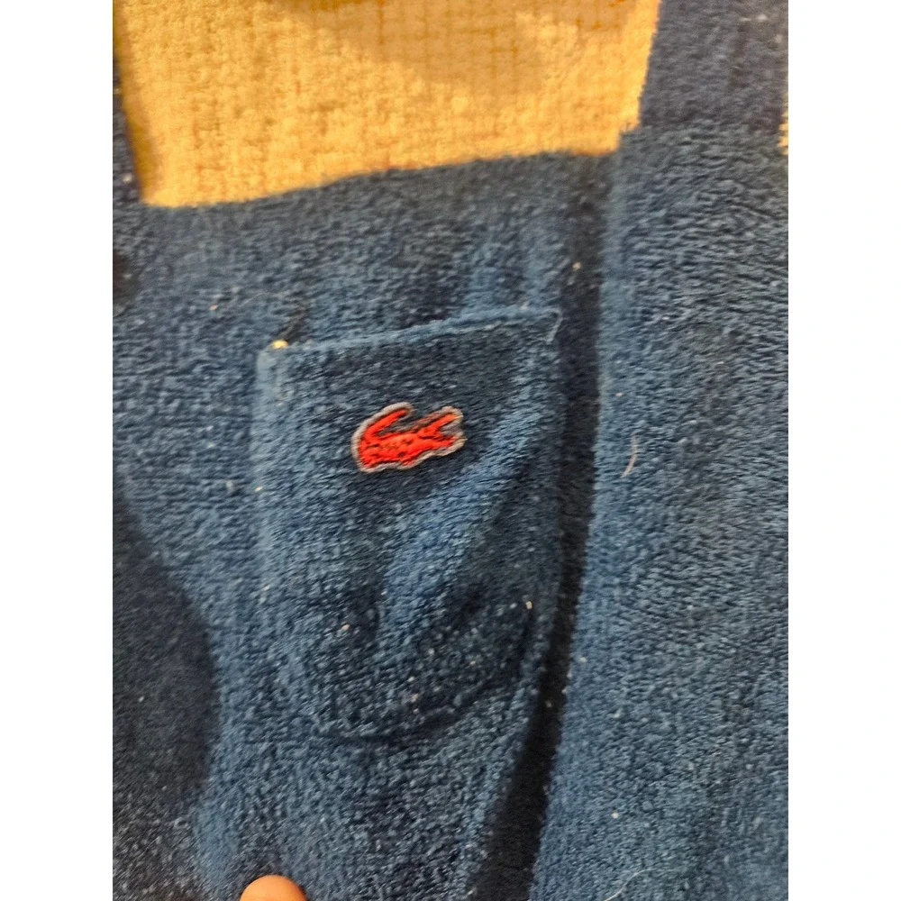 Vintage IZOD Lacoste Fleece Baby Sleeper‎ Overalls 12M Blue Footed 19-27lb Wear